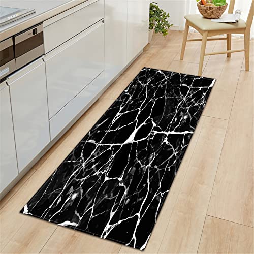 XQKXHZ 3D Teppich Marmor Optik Teppich Küchenläufer Küchenteppich Waschbar Küchenmatten Flurteppich Läufer Lang Badezimmer Teppich rutschfeste Fußmatte,11,40x120cm/16 x47 von XQKXHZ