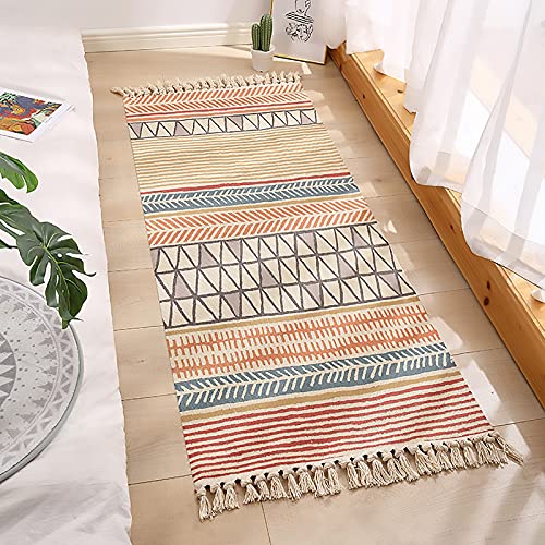 XQKXHZ Boho Baumwolle Schlafzimmer Teppich, Marokkanischen Küchenläufer Mit Quaste Gewebt Waschbar Fußmatte Wendbarer Bodenteppich Für Badezimmer Eingangsbereich Waschküche Dekor,G,60x130cm/24x51 XQKXHZ Boho Baumwolle Schlafzimmer Teppich, Marokkanischen Küchenläufer Mit Quaste Gewebt Waschbar Fußmatte Wendbarer Bodenteppich Für Badezimmer Eingangsbereich Waschküche Dekor,G,60x130cm/24x51 von XQKXHZ