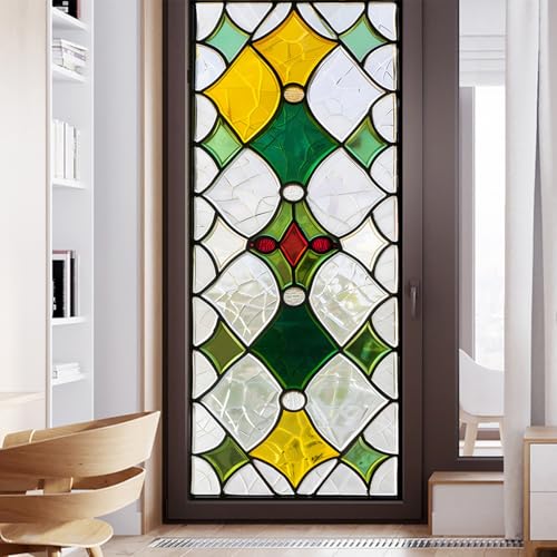 XQKXHZ Europäische Kirche Statische Fensterfolie Bunt Selbstklebend Vinyl Fensterfolie Badezimmer Sichtschutz Privatsphäre Dekorative Glas Aufkleber für Kinderzimmer Schlafzimmer,A,30x100cm von XQKXHZ