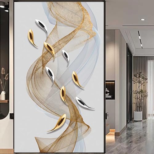 XQKXHZ Fensterfolie Blickdicht Selbsthaftend mit Motiv, 3D-Goldfisch-Dekorfolie, Folie Fenster Sichtschutz, Statisch Haftend ohne Klebstoff Anti UV Sonnenschutz für Badezimmer, Büro,A1,60x90cm von XQKXHZ
