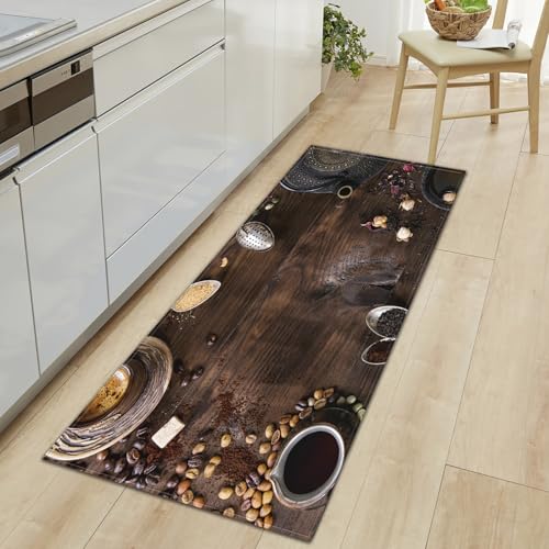 XQKXHZ Küchenteppiche Waschbar Farbe & Würze Küchenläufer Küchenmatte Badematten rutschfeste Teppich Läufer Bunte Würze 3D Teppiche für Flur Küchen Waschbecken Schlafzimmer Büro,F,60x180cm/24 x71 von XQKXHZ