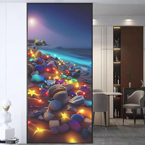 XQKXHZ UV Fensterfolie Hitzeblocking Privatsphäre Vinyl Selbstklebende Fensterfolie Statische Abnehmbare 3D Farbige Steinmuster Dekorative Window Film für Badezimmer Schlafzimmer,A,70x120cm von XQKXHZ
