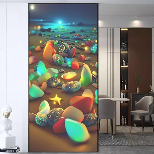 XQKXHZ UV Fensterfolie Hitzeblocking Privatsphäre Vinyl Selbstklebende Fensterfolie Statische Abnehmbare 3D Farbige Steinmuster Dekorative Window Film für Badezimmer Schlafzimmer,B,30x60cm von XQKXHZ
