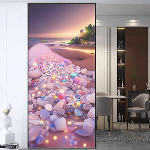 XQKXHZ UV Fensterfolie Hitzeblocking Privatsphäre Vinyl Selbstklebende Fensterfolie Statische Abnehmbare 3D Farbige Steinmuster Dekorative Window Film für Badezimmer Schlafzimmer,C,40x120cm von XQKXHZ