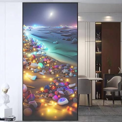 XQKXHZ UV Fensterfolie Hitzeblocking Privatsphäre Vinyl Selbstklebende Fensterfolie Statische Abnehmbare 3D Farbige Steinmuster Dekorative Window Film für Badezimmer Schlafzimmer,D,30x60cm von XQKXHZ