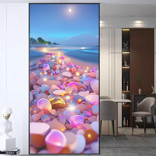 XQKXHZ UV Fensterfolie Hitzeblocking Privatsphäre Vinyl Selbstklebende Fensterfolie Statische Abnehmbare 3D Farbige Steinmuster Dekorative Window Film für Badezimmer Schlafzimmer,E,30x90cm von XQKXHZ