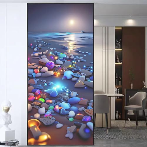XQKXHZ UV Fensterfolie Hitzeblocking Privatsphäre Vinyl Selbstklebende Fensterfolie Statische Abnehmbare 3D Farbige Steinmuster Dekorative Window Film für Badezimmer Schlafzimmer,F,30x120cm von XQKXHZ