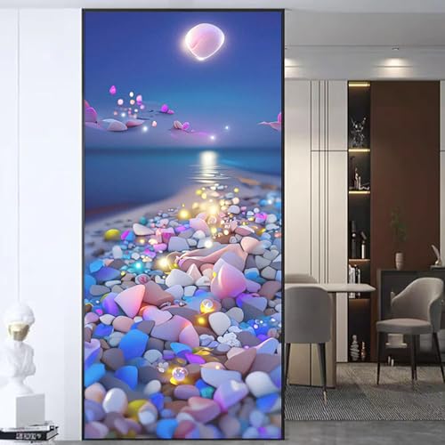 XQKXHZ UV Fensterfolie Hitzeblocking Privatsphäre Vinyl Selbstklebende Fensterfolie Statische Abnehmbare 3D Farbige Steinmuster Dekorative Window Film für Badezimmer Schlafzimmer,G,30x60cm von XQKXHZ