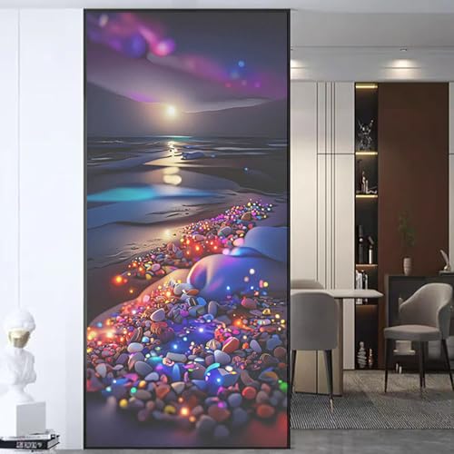 XQKXHZ UV Fensterfolie Hitzeblocking Privatsphäre Vinyl Selbstklebende Fensterfolie Statische Abnehmbare 3D Farbige Steinmuster Dekorative Window Film für Badezimmer Schlafzimmer,H,30x120cm von XQKXHZ