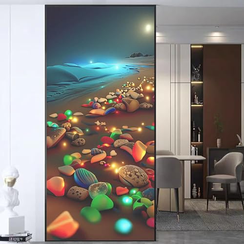 XQKXHZ UV Fensterfolie Hitzeblocking Privatsphäre Vinyl Selbstklebende Fensterfolie Statische Abnehmbare 3D Farbige Steinmuster Dekorative Window Film für Badezimmer Schlafzimmer,I,40x120cm von XQKXHZ