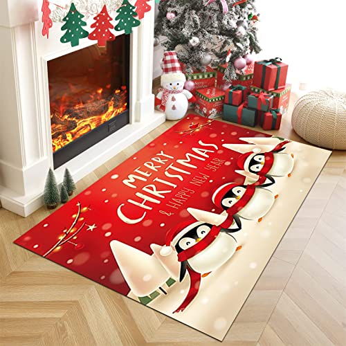 XQKXHZ Weihnachts Wohnzimmer Teppich 200X300 Weihnachtsteppich,Roter Teppichläufer Weihnachten Küchenteppich Läufer rutschfest Waschbare Fußmatten Für Schlafzimmer Küche Flur Dekor,200x300cm/6.5'x10' von XQKXHZ
