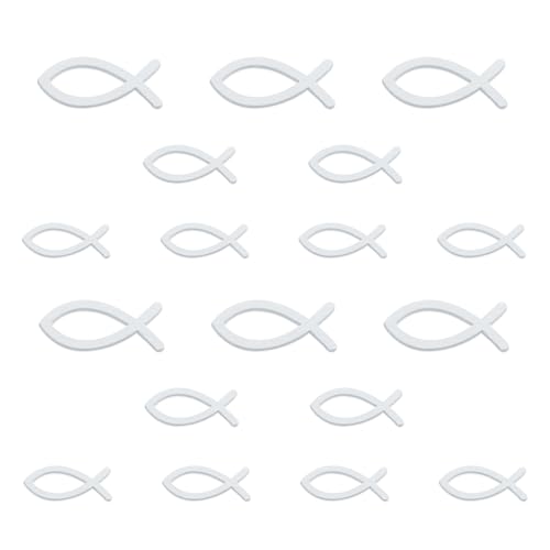 XQMMGO 100 Stück Holzfische Deko Set, Holz Deko Fische Streudeko, Holz Fische Tischdeko Taufe Konfirmation Kommunion Deko Mädchen Junge Taufedeko (Weiß) von XQMMGO