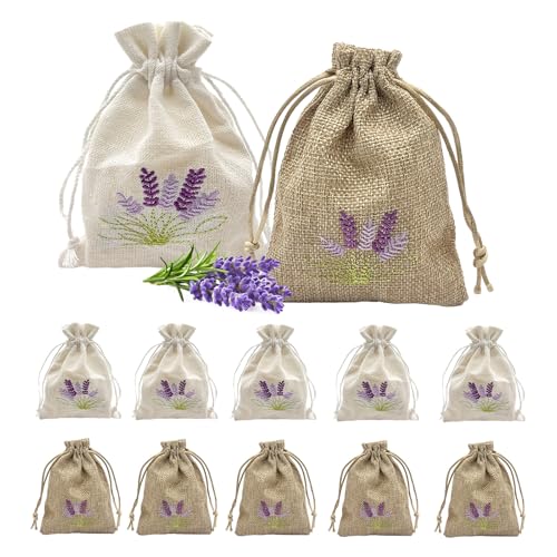 XQMMGO 12 Stück Lavendelbeutel Beutel Leere, Lavendel Beutelchen Mit Kordelzug, Gewürzbeutel, Kleine Geschenke, Lippenstift, Kleingeld, Schmuck, Snacks von XQMMGO