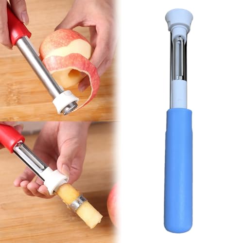 XQMMGO 2-in-1 Corer Remover, Apfelentkerner apfelausstecher, Edelstahl Apfelentkerner mit Schäler, Birnen Peeling Weißdorn Bratapfel Apfelkuchen (Blau) von XQMMGO