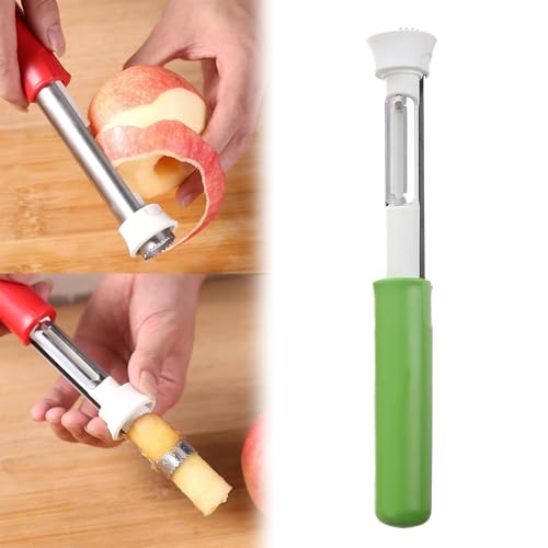 XQMMGO 2-in-1 Corer Remover, Apfelentkerner apfelausstecher, Edelstahl Apfelentkerner mit Schäler, Birnen Peeling Weißdorn Bratapfel Apfelkuchen (Grün) von XQMMGO