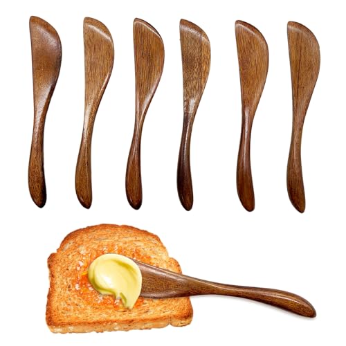XQMMGO 6 Stück Holz Buttermesser, Buttermesser aus Holz, Butterstreuer, Buttermesser, Käsemesser, Einem Marmeladenlöffel, Spatel Holz Gelee Käse Spreizer, Butter Spreader zum Küche XQMMGO 6 Stück Holz Buttermesser, Buttermesser aus Holz, Butterstreuer, Buttermesser, Käsemesser, Einem Marmeladenlöffel, Spatel Holz Gelee Käse Spreizer, Butter Spreader zum Küche von XQMMGO