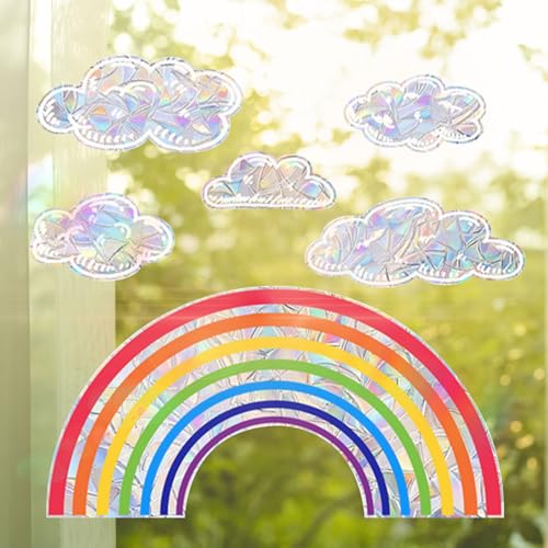 XQMMGO Regenbogen Fensterbilder, Sun Catcher Sticker, Fensterbilder Selbstklebend, Fensterfolie Kinderzimmer, für Glasscheiben Regenbogen Aufkleber Fensteraufkleber (Regenbogen) von XQMMGO