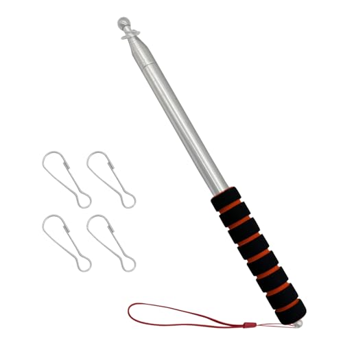 XQMMGO Teleskop-Fahnenmast mit Clips, tragbarer Fahnenmast, leicht, ausziehbar, Edelstahl, mit rutschfestem Griff, Lehrer, Klassenzimmer, Tourguide, Banner Flagge (2,5 m) von XQMMGO