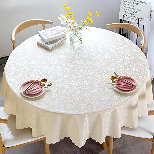 XQSSB Tisch Decke aus Premium Rechteckige Pu Anti Heiß Tischabdeckung Gartentischdecke für Gastronomie Feste Party Hochzeiten Weiß C 160cm Runder Durchmesser von XQSSB