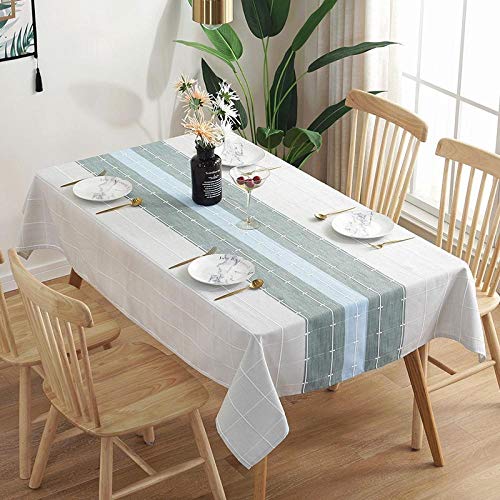 XQSSB Tischdecke Tisch Decke Tafeldecke Baumwollleinen Langlebig Edel Tisch Decke Abwaschbar und Bügelfrei Blau 140 × 180cm von XQSSB