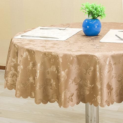 XQSSB Wachstuchtischdecke Wachstuch Wachstischdecke Anti Heißverschleißfest Tischdecken Abwaschbar Kaffeefarbe B 160cm Runder Durchmesser von XQSSB