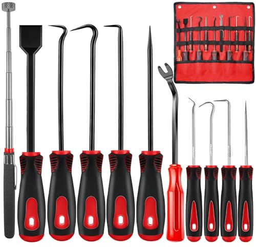 XQX 11-teiliger Präzisions-Pick-Haken mit Schaber und magnetisch einsenkbarem Werkzeug zum Entfernen von Automobile Electronic Repair Schlauchdichtungen Handbuch Pickup Tool von XQX