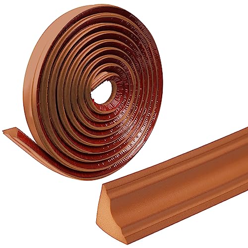 5M Flexible Deckenleisten Selbstklebend Caulk Strip, PVC Dreieck Zierleiste Wandleiste Deckenkanten Fliesenkantenleiste, für Schrank, Boden, Arbeitsplatten, Wandkanten (braun) von XQZMD