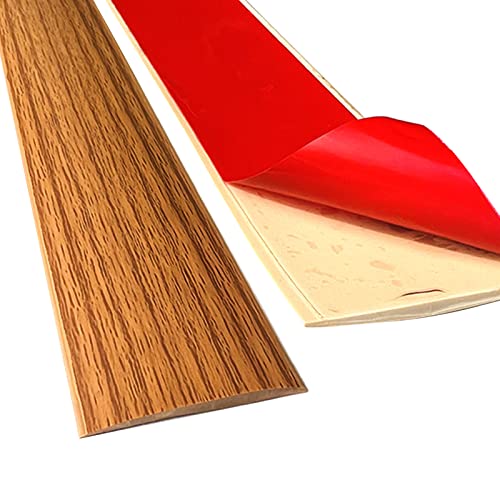 Übergangsleiste Selbstklebend, Selbstklebende Boden und Tür-Übergangsstreifen, PVC Bodenleiste, Ungelochte Abdeckleiste für Fliesen, Laminat, Holz, Width 7.6cm (Gelbe Eiche Holzmaserung, 3m) von XQZMD