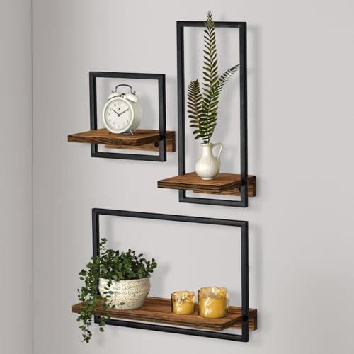 XQZMD Wandregal-Set, 3-Teiliges Hängeregal aus Metall und Eiche, Hängeregale zur Wandaufbewahrung, Wanddeko für Schlafzimmer, Wohnzimmer, Bad, Küche XQZMD Wandregal-Set, 3-Teiliges Hängeregal aus Metall und Eiche, Hängeregale zur Wandaufbewahrung, Wanddeko für Schlafzimmer, Wohnzimmer, Bad, Küche von XQZMD