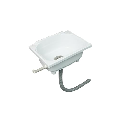 XRBEU2050 Bad Waschtisch, Kunststoffwaschtisch Wandmontage Platzsparendes Design für Garten Camping Keller Waschküche Badezimmer Gäste-WC 38.5x28.5x18 cm WeiB A 95 cm Abflussrohr von XRBEU2050