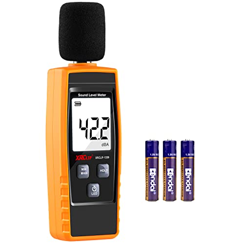 Digitaler Schallpegelmesser, Handgerät, SchalldB-Meter mit programmierbarer Alarmwerte-Funktion, 30-130dB(A) Dezibel Schallgeräuschmessgerät Tester Messung mit LCD Anzeige, Max/Min/Hold-Funktion von XRCLIF