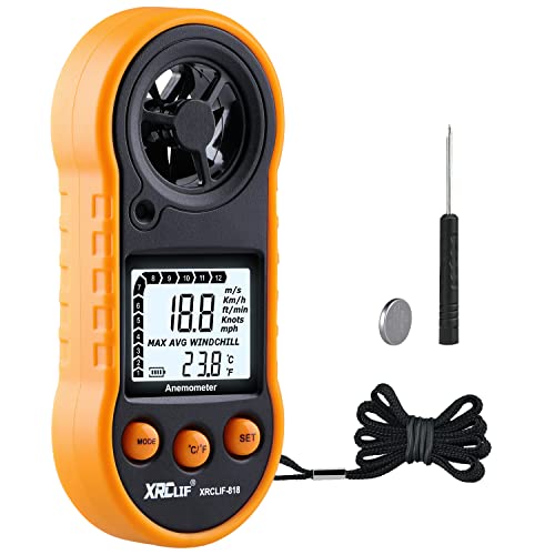 Digitaler Windmesser, Handgeführter Anemometer, Windgeschwindigkeitsmesser Luftstromgeschwindigkeitsmesser zur Messung von Windkühlung, Temperaturgeschwindigkeit von XRCLIF