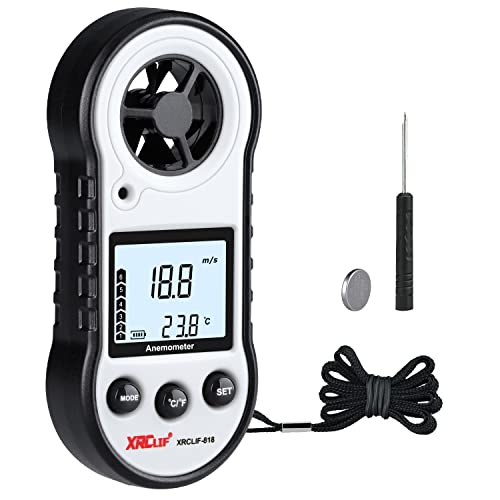 Digitaler Windgeschwindigkeitsmesser Anemometer Handheld Windmesser Luftströmungsgeschwindigkeitsmesser zum Messen von Temperatur/Geschwindigkeit, Windmesser zum Schießen Windsurfen Angeln Jagd Grau von XRCLIF