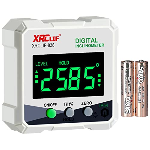 Digitales Winkelmesser, XRCLIF Magnetische Basis Wasserwaage Box Winkelmesser Winkelmesser Schrägmesser Messwerkzeug für Tischlerei, Gebäude, Mauerwerk Abschrägung – Grau von XRCLIF