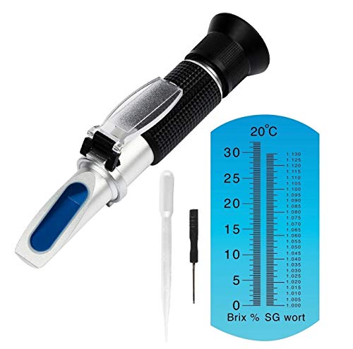 XRCLIF Refraktometer Brix Bier 0-32% Zuhause Gebraut Bier Würze Refraktometer SG: 1.000~1.120 Hand Zucker Bier Refraktometer Automatischer Temperaturabgleich Bier Zucker Tester Meter Refraktometer von XRCLIF