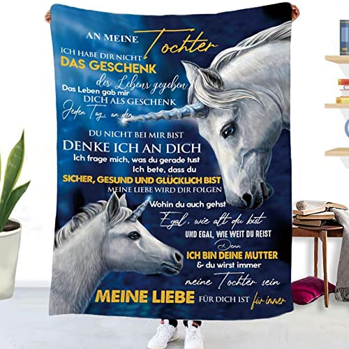 Decke An Meine Tochter, Flanelldecke An Meine Tochter Deutsch,Vater Mutter zu Tochter Kuscheldecke Luftpost Decke Positiv Ermutigen Sie Ihre Tochter zur Liebe,Decke für Meine Tochter 20-130x150cm von XRDSHY