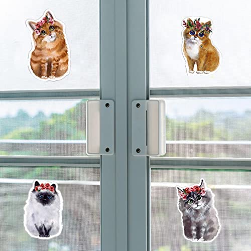 Fliegengitter Reparatur Magnet, Magnet Fliegengitter Tür Moskitonetz,Magnete Für Fliegengitter Durchlaufschutz Reparaturset Und Vogelschlagschutz in Einem,Insektenschutz Balkontür Sticker,Katze von XRDSHY