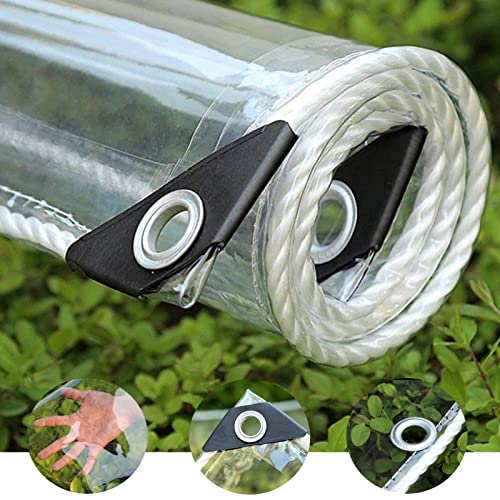 PVC Plane Transparent Mit Ösen, Abdeckplane Folie Transparent Balkon Terrasse Überdach Regenschutz Windschutz Schutzplane, Winter Pavillon Planen Durchsichtig Für Außenbereich,0.8x3.5m/2.6x11.5ft von XRDSHY
