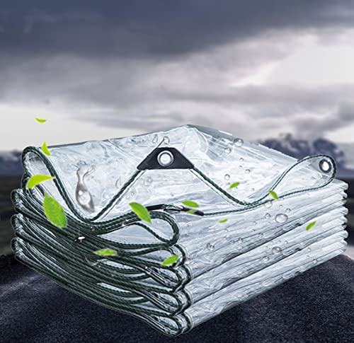 Plane Transparent mit Ösen, Transparente Abdeckplane Plane Wasserdicht Winterfest Verstärkte Ecken, 0.5mm 600g/㎡ Dick PVC Regenschutzplane für Gartenmöbel, Pflanzendach, Grill, 3000+ Größen,2.3x3.1m von XRDSHY