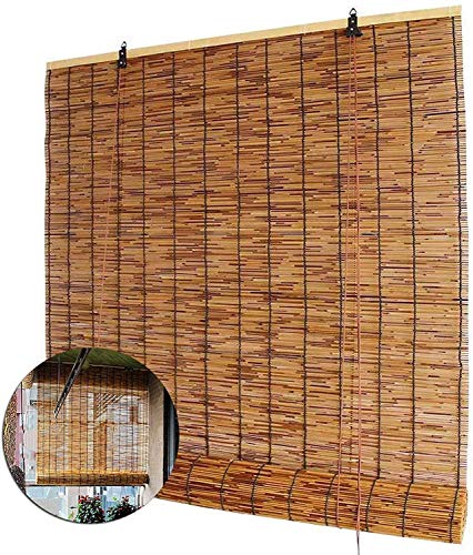 Rollo Bambus, Bambusrollo Sonnenschutz, Rollo Jalousine Aus Schilf Natur, Bambus Raffrollo Für Außen Innenhof Balkon, Mit Zubehör, Holzrollo Für Fenster Und Tür,110 x 250 cm (43 x 10 in) von XRDSHY