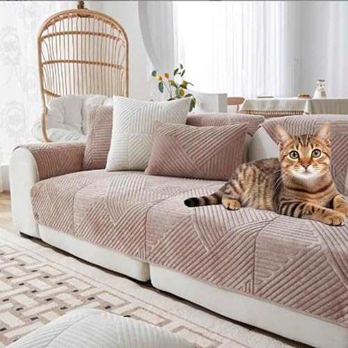 Samt Sofabezug 1 2 3 4 Sitzer, L Form Sofaüberwurfe, Ecksofa Sofa überzug Pets Dog Couch überzug Anti-rutsch Sofaschutz, Couch Überzug Sofaschoner Rutschfest Sofa Überwurf ,Coffeecolor 1-70x180cm von XRDSHY