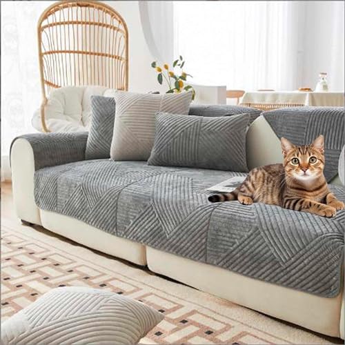 Samt Sofabezug 1 2 3 4 Sitzer, L Form Sofaüberwurfe, Ecksofa Sofa überzug Pets Dog Couch überzug Anti-rutsch Sofaschutz, Couch Überzug Sofaschoner Rutschfest Sofa Überwurf ,Darkcolor 1-110x160cm von XRDSHY