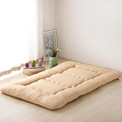 XRDSHY Futon-Bodenmatratze Matratze 100 * 200cm Japanische Verdicken 10cm Futon-Matratze Faltbares Bodenbett Tatami Campingmatratze,Beige-1.0x2m von XRDSHY