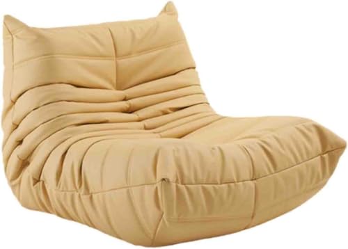 XRDSHY Misorat Faules Sofa, lässiges Sofa Schlafzimmer Wohnzimmer kann Sich hinlegen und schlafen, Einzelsessel, NAPA-Leder verschleißfest und Kratzfest, Gelb-103X88X70CM von XRDSHY