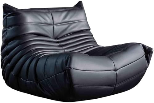 XRDSHY Misorat Faules Sofa, lässiges Sofa Schlafzimmer Wohnzimmer kann Sich hinlegen und schlafen, Einzelsessel, NAPA-Leder verschleißfest und Kratzfest,Schwarz-103X88X70CM von XRDSHY