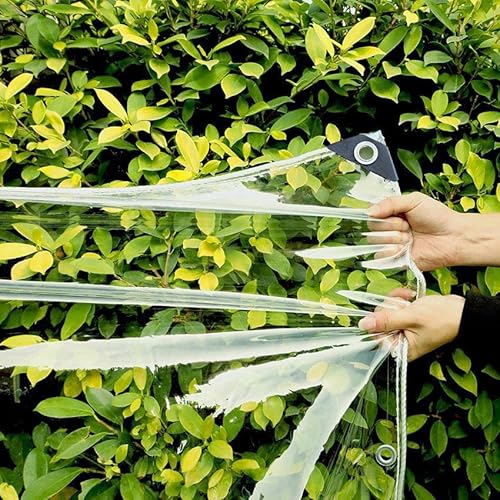 XRDSHY PVC Plane Transparent Mit Ösen Und Seil, wasserdichte Windschutz Transparente Plane Mit Ösen, Abdeckplane Transparent Für Terrassenplane, Regenschutz Balkon, Windschutz Terrasse,2x2m/6.6x6.6ft von XRDSHY