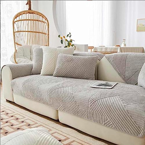 XRDSHY Samt Sofabezug rutschfeste Sofadecke，sofaschutz1 2 3 4-Seater L Shape Sofaschoner,Hund Katze Überwurf Hundedecke Ecksofa Sofa Schutzdecke Sofaschutz Hund Kratzschutz Katze,Beige-110x180cm von XRDSHY