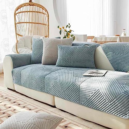 XRDSHY Samt Sofabezug rutschfeste Sofadecke，sofaschutz1 2 3 4-Seater L Shape Sofaschoner,Hund Katze Überwurf Hundedecke Ecksofa Sofa Schutzdecke Sofaschutz Hund Kratzschutz Katze,Blau-70x120cm von XRDSHY