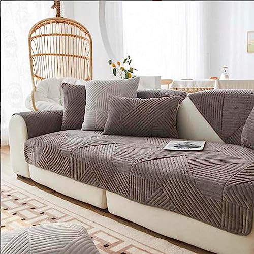 XRDSHY Samt Sofabezug rutschfeste Sofadecke，sofaschutz1 2 3 4-Seater L Shape Sofaschoner,Hund Katze Überwurf Hundedecke Ecksofa Sofa Schutzdecke Sofaschutz Hund Kratzschutz Katze,Darkcolor-70x120cm von XRDSHY