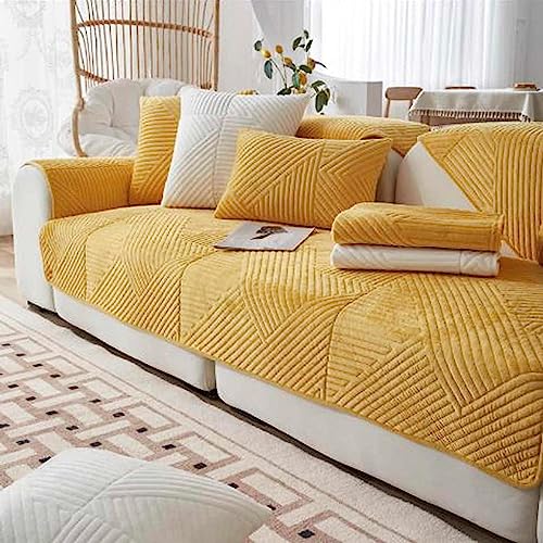 XRDSHY Samt Sofabezug rutschfeste Sofadecke，sofaschutz1 2 3 4-Seater L Shape Sofaschoner,Hund Katze Überwurf Hundedecke Ecksofa Sofa Schutzdecke Sofaschutz Hund Kratzschutz Katze,Orange-70x180cm von XRDSHY